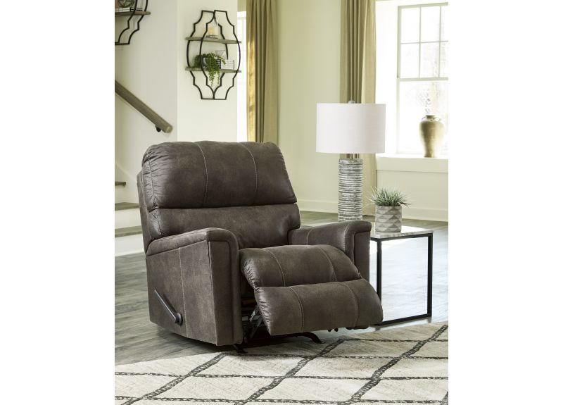 Faux Leather Manual Recliner Armchair in Smoke Colour - Nankin